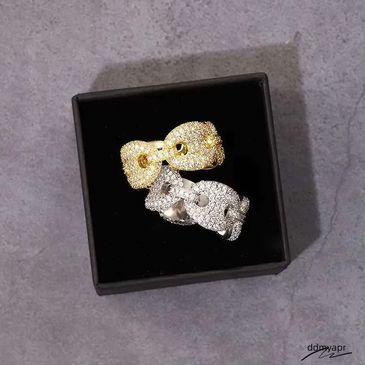 Moissanite Rings For Men: ddmyApr Sterling Sier Gold Plated Hip Hop Ring - Passes Dia Tester