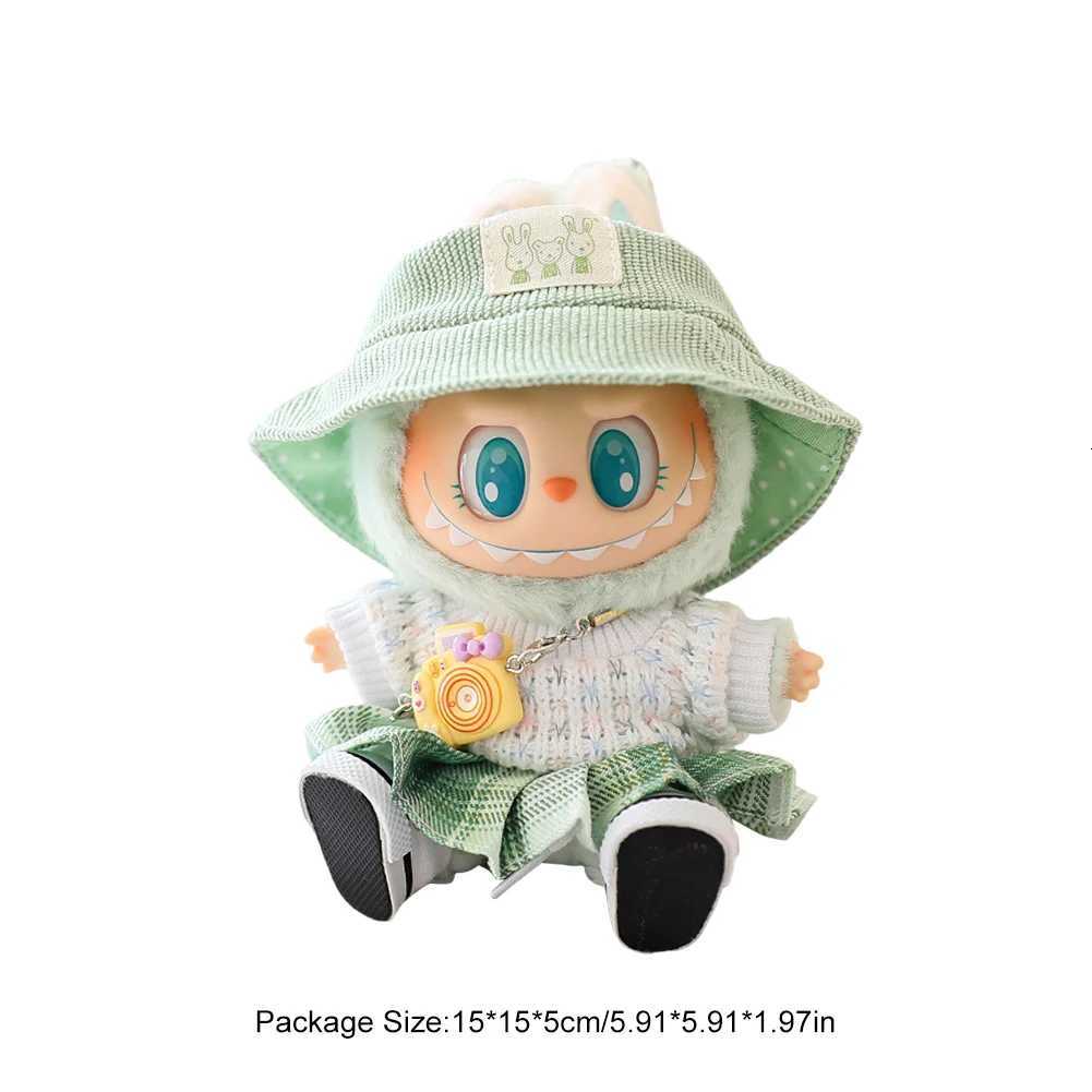 17cm Mini Plush DollS Clothes Outfit Accessories For Labubu v1v2 Doll Soft Knitted Sweater Suit Sitting Party Dress SetT251018