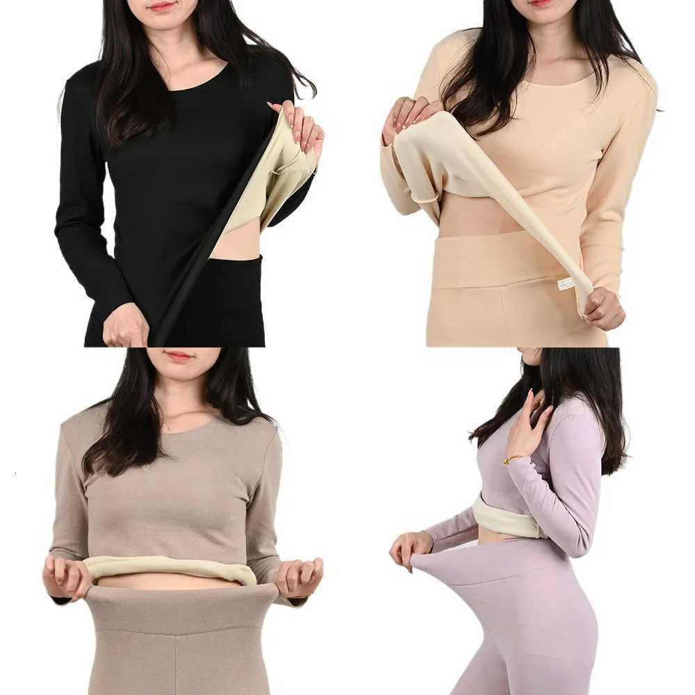 Women Winter Thermal Underwear Long Sleeve Bottoming Top Seamless Thick Double Layer Warm Lingerie Woman 2 Pcs Set Sleepwear T251018