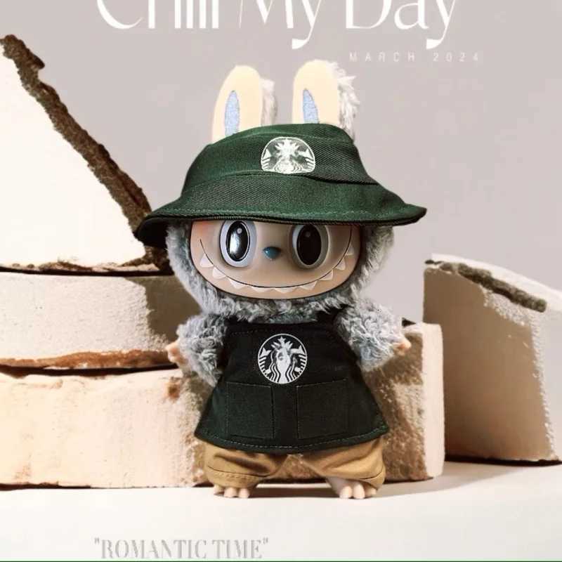 Suitable 17cm Labubu V1V2V3 Clothing Fashion Coffee Workwear Set Series Labubu Doll Clothes Coffee Cup Shoes Accessory SuitT251018