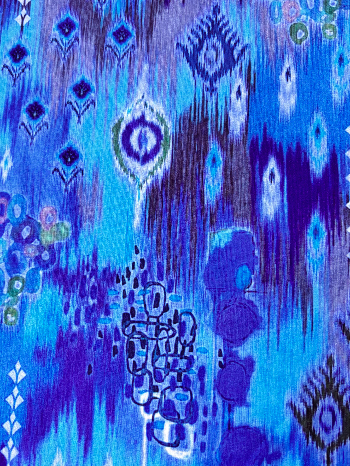 Women's Plus Size Retro All-Over Printed Long Sleeve Top - Casual Versatile Blue T-Shirt-YL25248