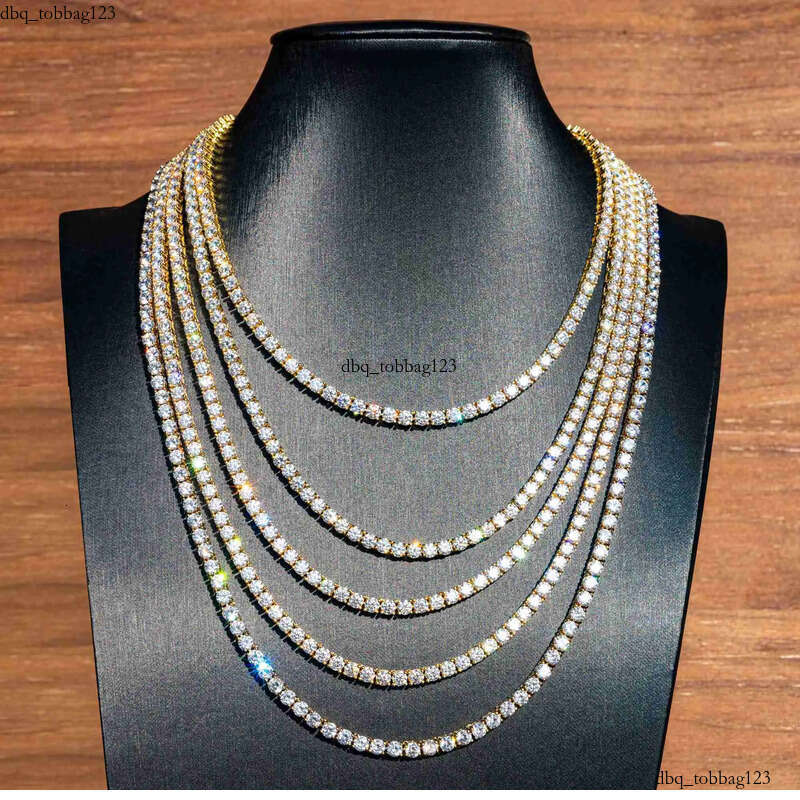 necklace moissanite chain Hip Hop Iced Out D Color White VVS Sterling Sier Moissanite Dia Tennis Chain Women