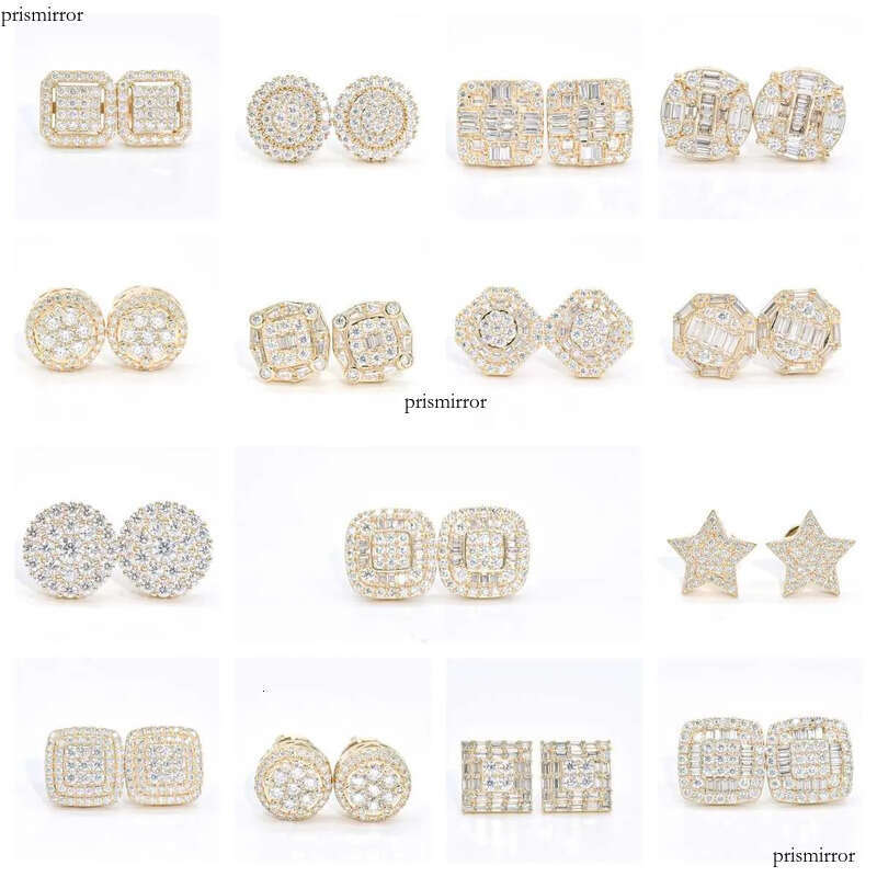 Wholesale Vvs Dia Earring Factory Price 10k 14k Solid Gold Round Brilliant Cut Moissanite Hoop Stud Earrings Men Women