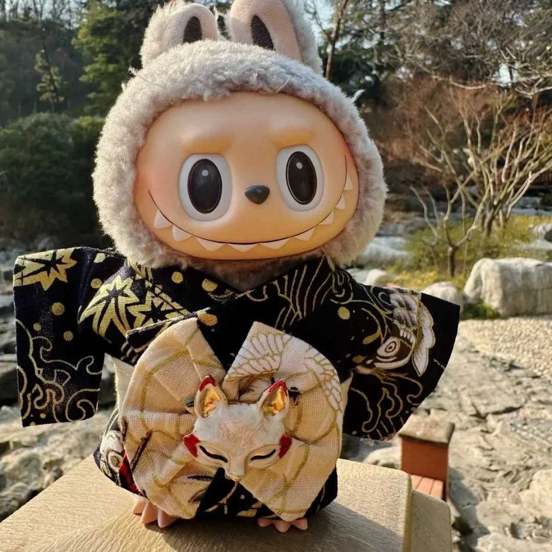 17cm Labubu Idol Doll Kimono Hoodie Outfit Japanese Style Clothing with DIY Accessories Cute Plush Doll Clothes Gift SetT251018