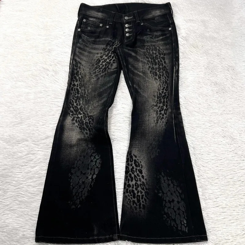 American Retro Fashion Wash n Pattern Slim MicroTrumpet LowRise Jeans Y2K Harajuku HipHop Gothic Street Wear 251009