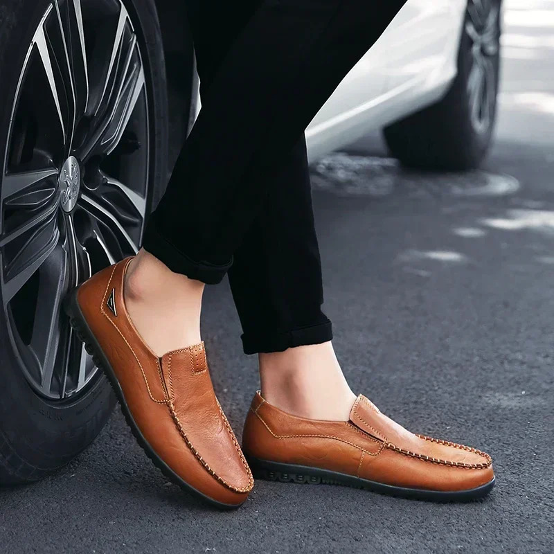 Men Dress Shoes Natural Leather Mens Shoes Sale Formal Shoe Mens Cowhide Italian Genuine Leather Loafers Footwear Casual 251013