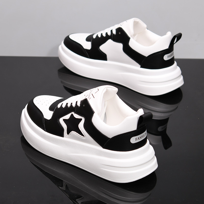 Designer shoes Autumn new leather thick soled casual shoes, height increasing and breathable sports board shoes for women and men size 35-44