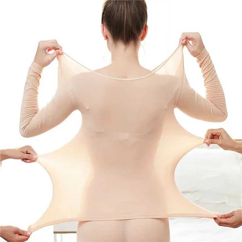 Women Ultrathin Thermal Underwear Set Spring Autumn 2 Pieces Seamless Long Johns Suit 37 Constant Temperature Pajamas T251018