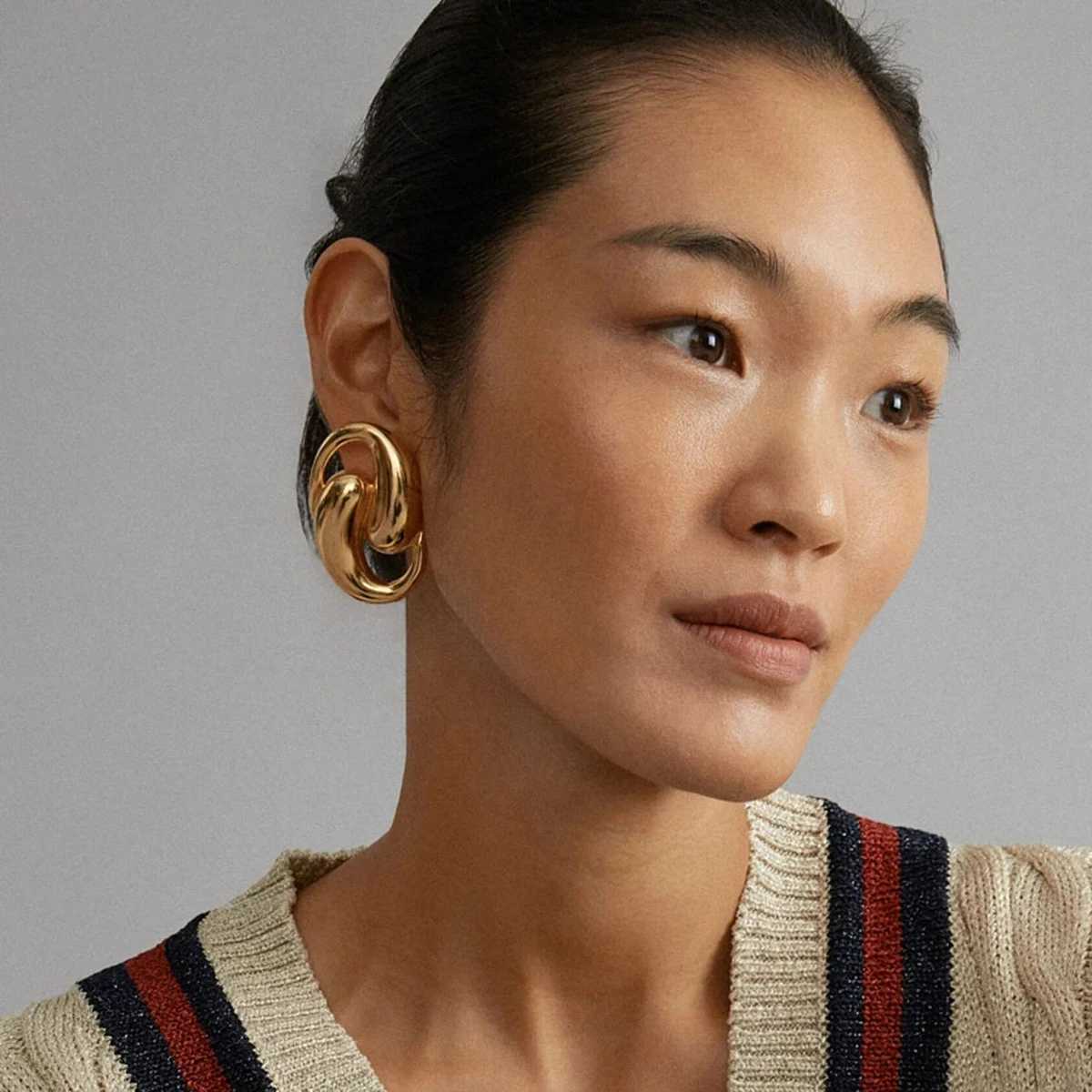 Uworld Minimalist Classic 18k Gold Color Plated Droplet Shaped Smooth Hollow Earrings Hypoallergenic Stainless Steel Jewelry Gif Y251018