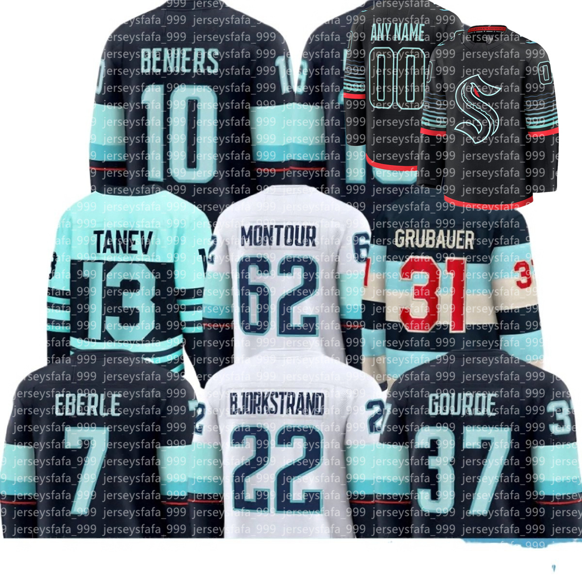 custom Kraken Hockey Jersey Jared McCann Jaden Schwartz Brandon Montour Chandler Stephenson Ryker Evans Oliver Bjorkstrand Matty Beniers Yanni Gourde men