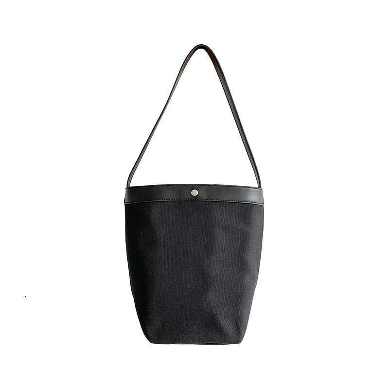 Korean Niche Summer Color-Block Bucket Large Capacity Canvas Commuter Light Luxury Style Shoulder Bag B5