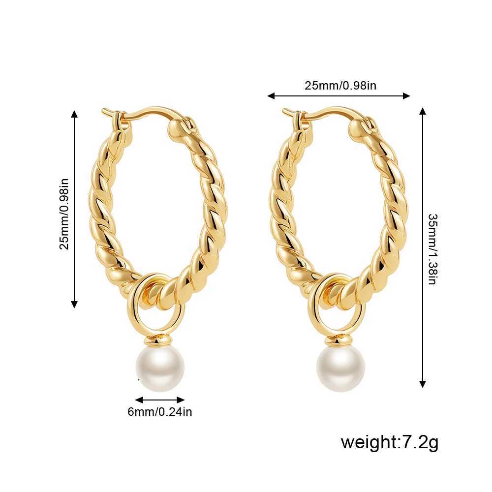 Exquisite round pearl pendant womens earrings stainless steel earrings statement jewelry gift Y251018