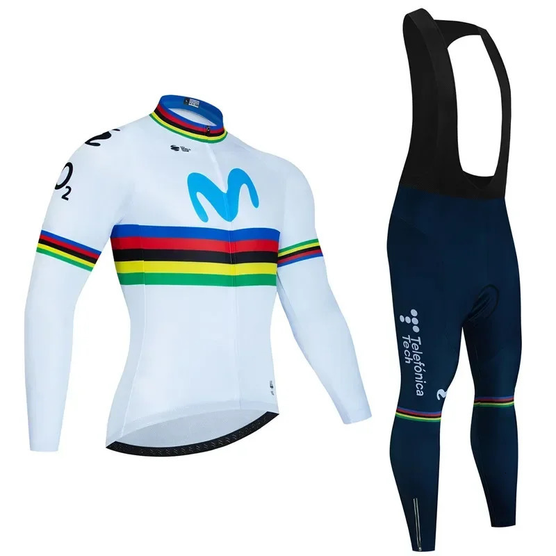 Movistar Autumn Team Breathable Mens Long Sleeve Cycling Jersey Set Spring and Fall Mountian Bicycle Clothes Wear Ropa Ciclismo 251018