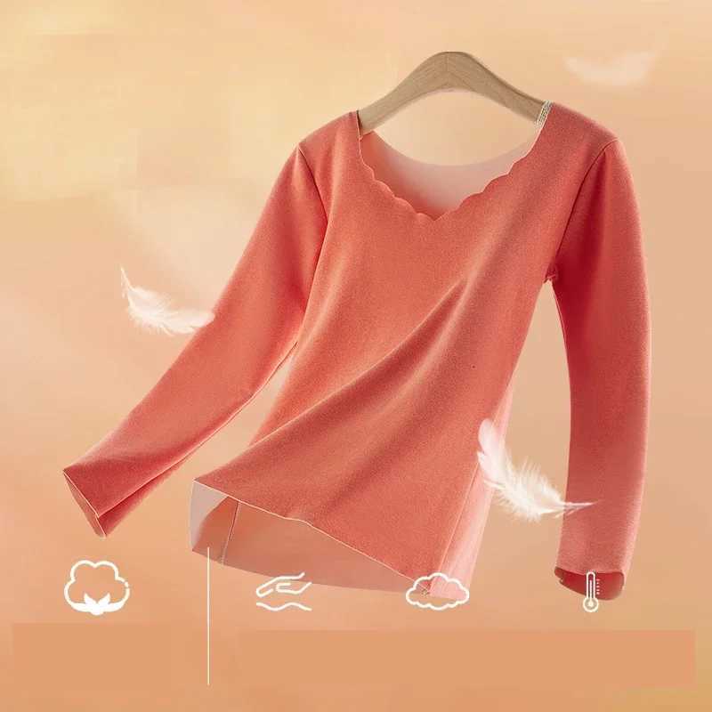 New Winter Womens Thermal Underwear Plus Velvet Warm Thermo Lingerie Crop Top Long Thermal Shirt Women T251018