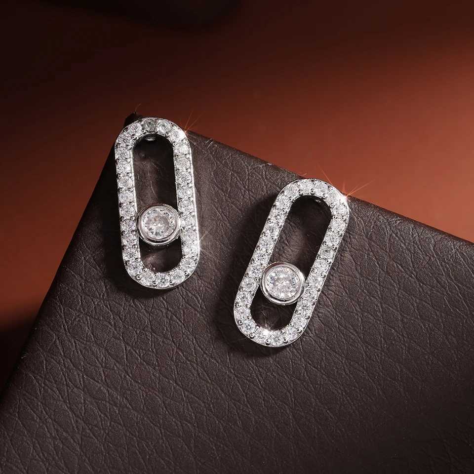 Classic Geometric Paper Clip Stud Earrings for Women Shiny Zircon Wedding Party Jewelry Gift Exquisite Y251018