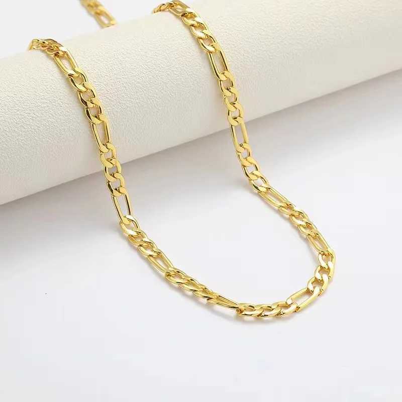 2060CM 18K gold Plated color 4MM Necklaces sideways chain for Men woman Boy lady fine Jewelrys Wedding partyXJ251018