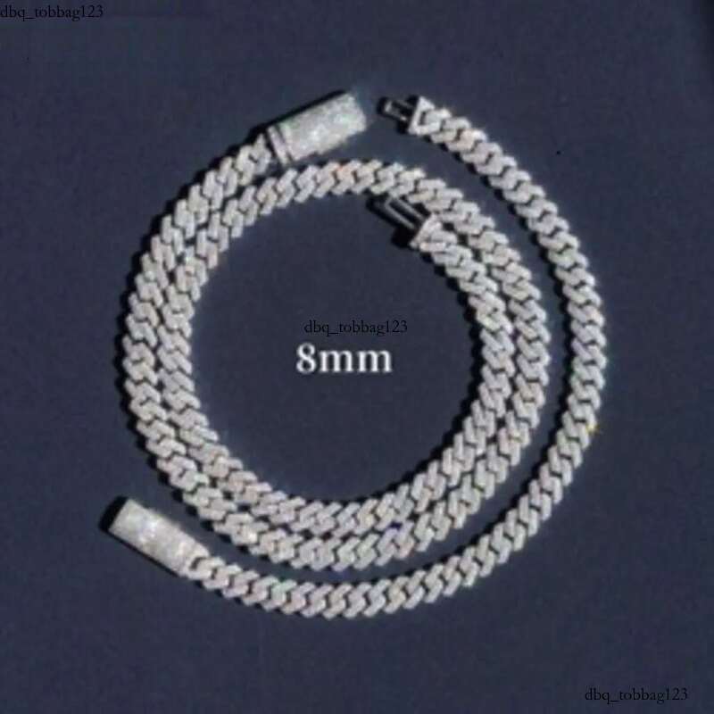 necklace 8mm 10mm 12mm dropshipping gold plated sier hip hop iced out moissanite cuban link chain jewelry