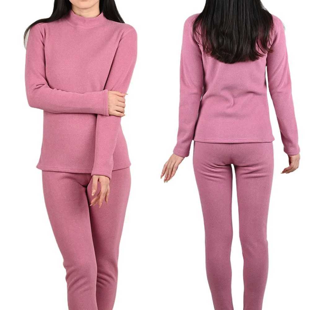 Women Thermal Underwear Sets Midhigh Collar Winter Warmth High Stretch Base Thick Velvet Tops Trousers Autumn Clothes Pants T251018