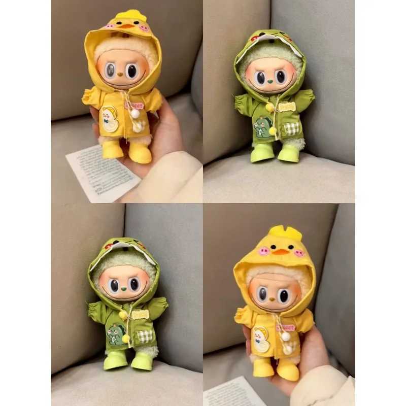 Suitable For 17cm Labubu Yellow Raincoat Leather Jacket Leather Clothing Doll Clothing Outdoor Sports Styles Doll ReplacementsT251018