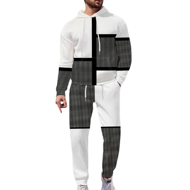 Casual Urban Fashion Pack for Him Stylish Zip-Up Jacket with Detailed Print + Trousers Combo Set2-3-4