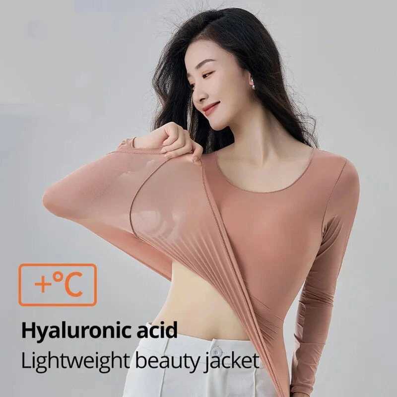 Winter Autumn Women Thermal Underwear Long Sleeves Bottoming Shirt Pullover Elastic Casual Solid Ladies Basic Thermal Tops 2025 T251018