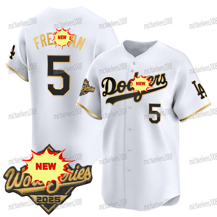 Dodgers 2025 World Series Gold Trim Jersey Shohei Ohtani Enrique Hernandez Freddie Freeman Mookie Betts Will Smith Yoshinobu Yamamoto Roki Sasaki Cust