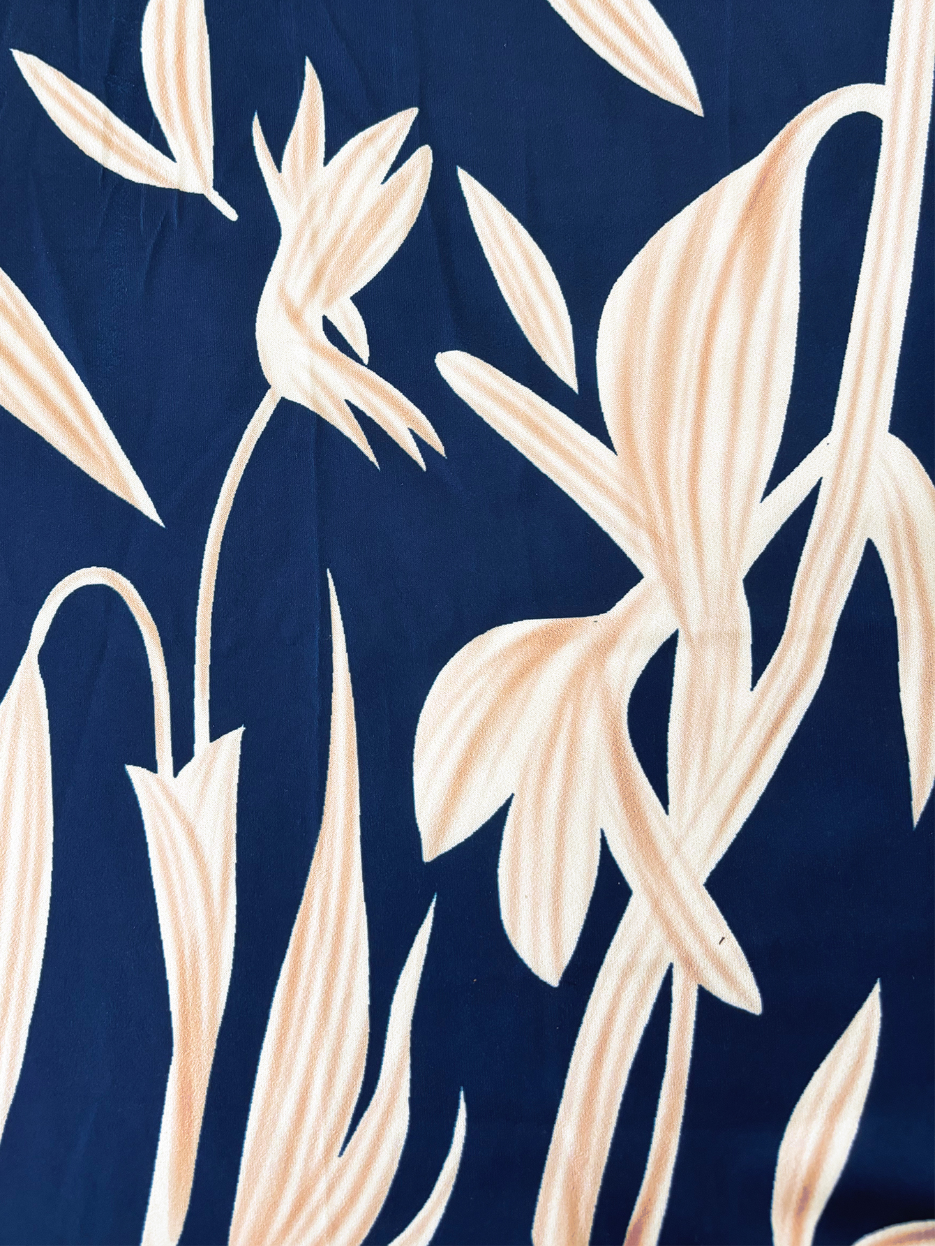 Women's Autumn Winter Botanical Floral Print Long Sleeve Maxi Dress - Elegant Office Casual Navy Blue Dress-CF56264