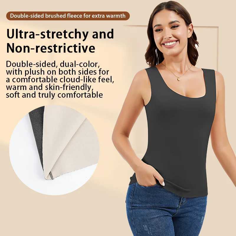 Miss Moly Women Solid Thermal Top Sleeveless Underwear DoubleLayer Thickened Wide Strap Vest Soft Keep Warm Outer Wear Shirt T251018