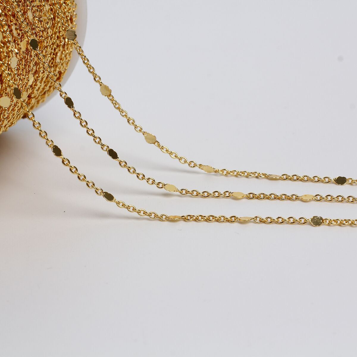 Sparkling O-shaped chain 18k wrapped in gold and color preserving copper chain, handmade semi-finished bracelet, necklace, chain jewelry material