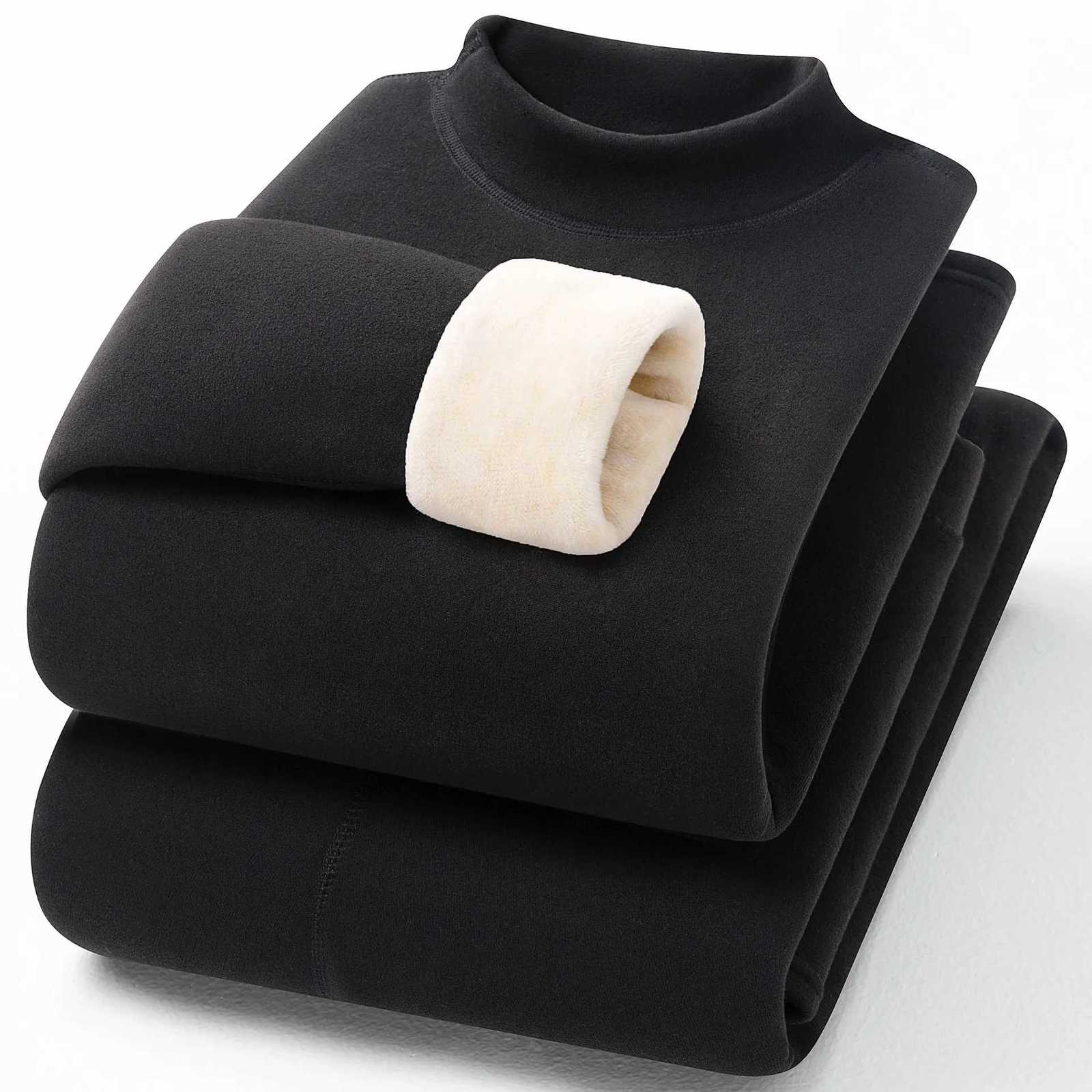 FW24 Womens Wool silk thermal underwear sets half high neck fleeced wool thicken cold long John for winter wear T251018