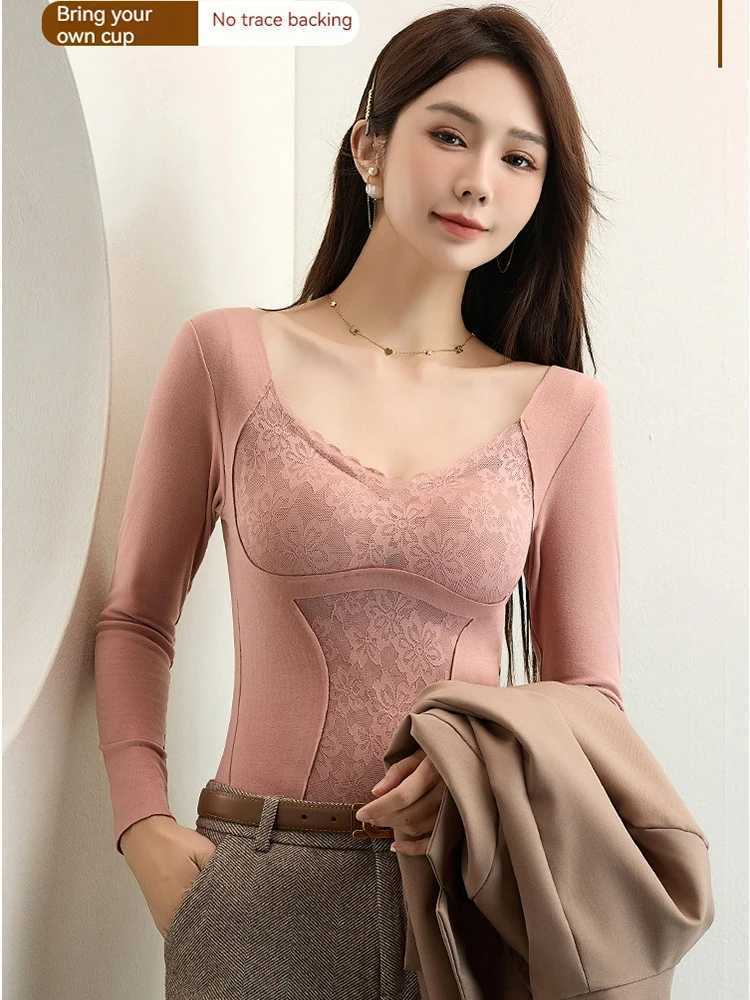 Autumn Winter New Womens Double sided Velvet Warm Underwear and Heaty Inner Layup Bottom Warmth Long Sleeves with No Trace T251018