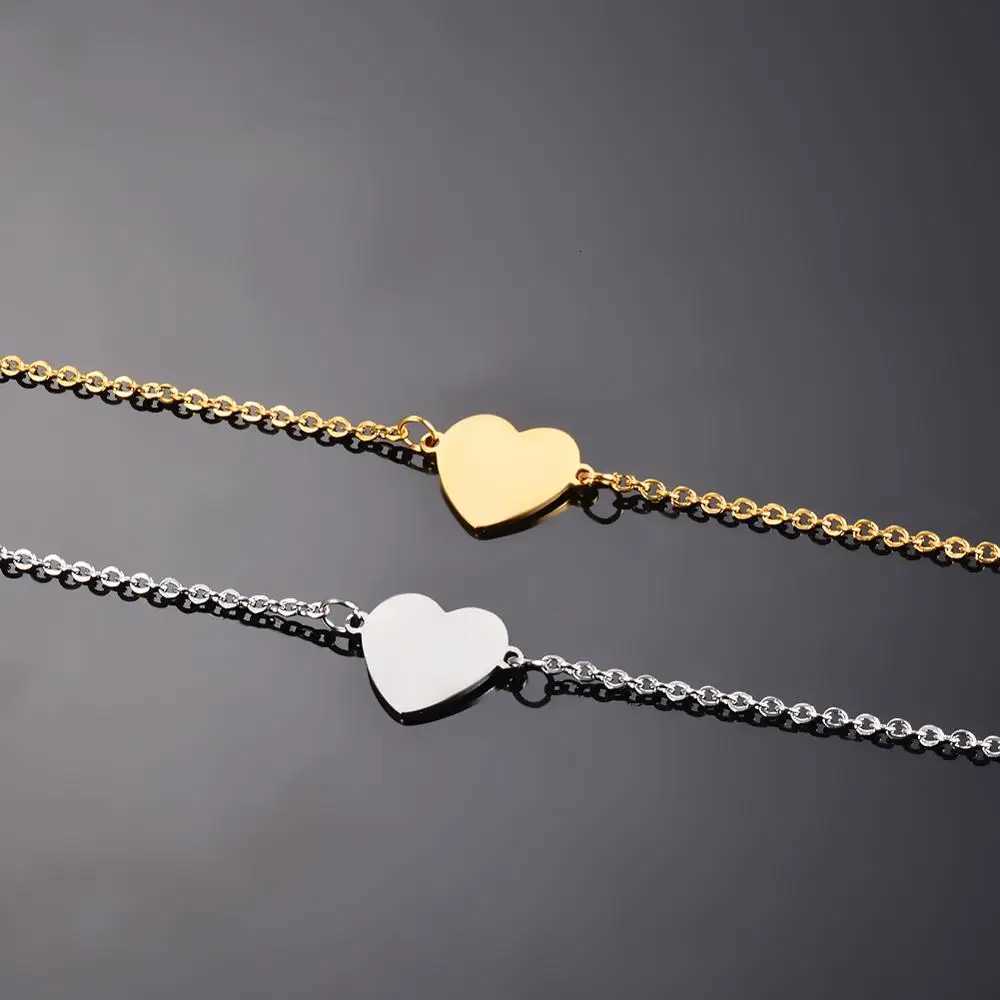 Dropshipping Custom Engraved Simple Heart Bracelets Gift For Women Romantic Jewelry Accessories Stainless Steel Chain BraceletL251018 Z260313