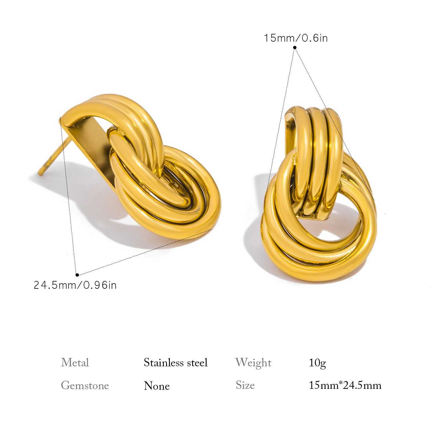Statement Stainless Steel Twisted Drop Dangle Earrings for Women Gold Color Geometric Round Long Knot Earring Trendy Jewelry Y251018