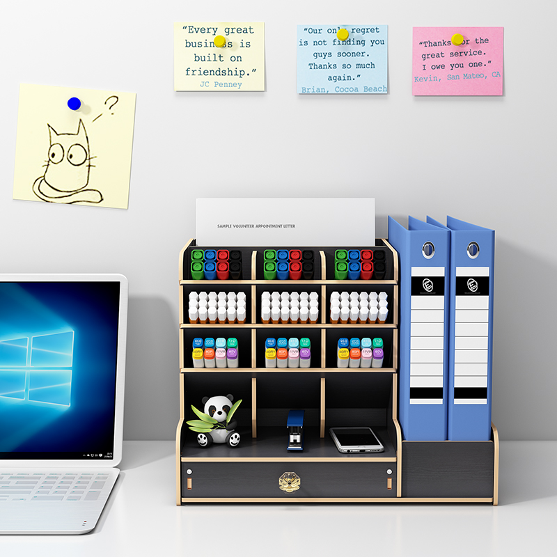 Stackable Multi-Level Desk Organization System with Drawers for Office & Study Space