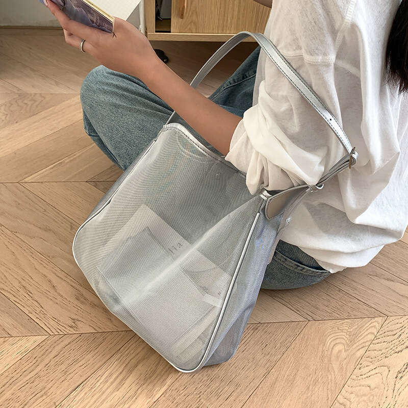 New Mesh Commuter Tote High-End Large Capacity Korean Style Trendy Fashion Summer Versatile Shoulder Bag B5