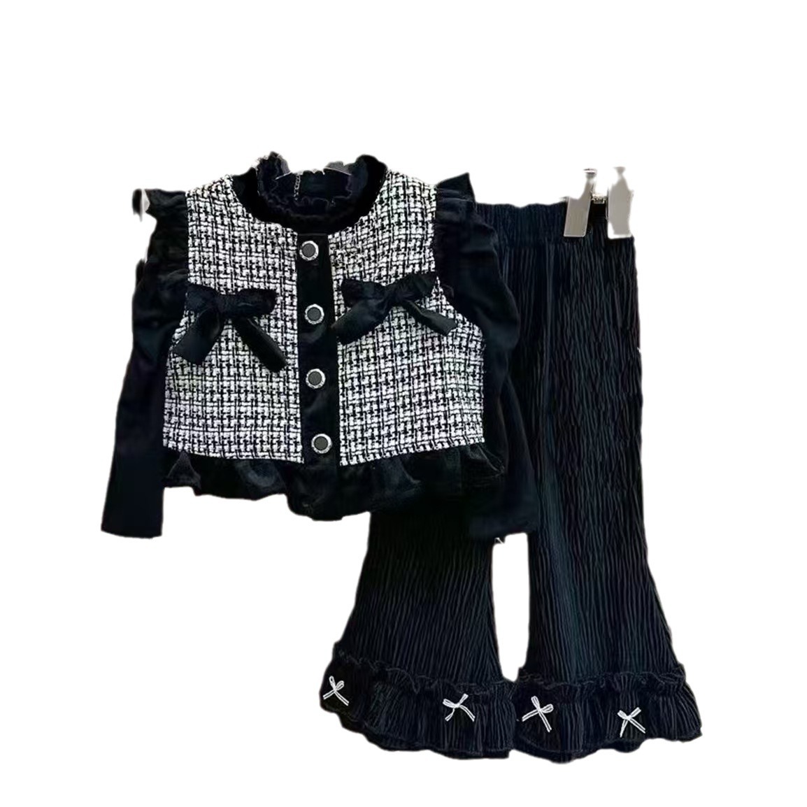 kids designer clothes 2025 Fashion Girls 3-Piece Outfit, Baby Girl Flare Pants Set, Spring Fall Toddler Elegant Clothing Free Shipping