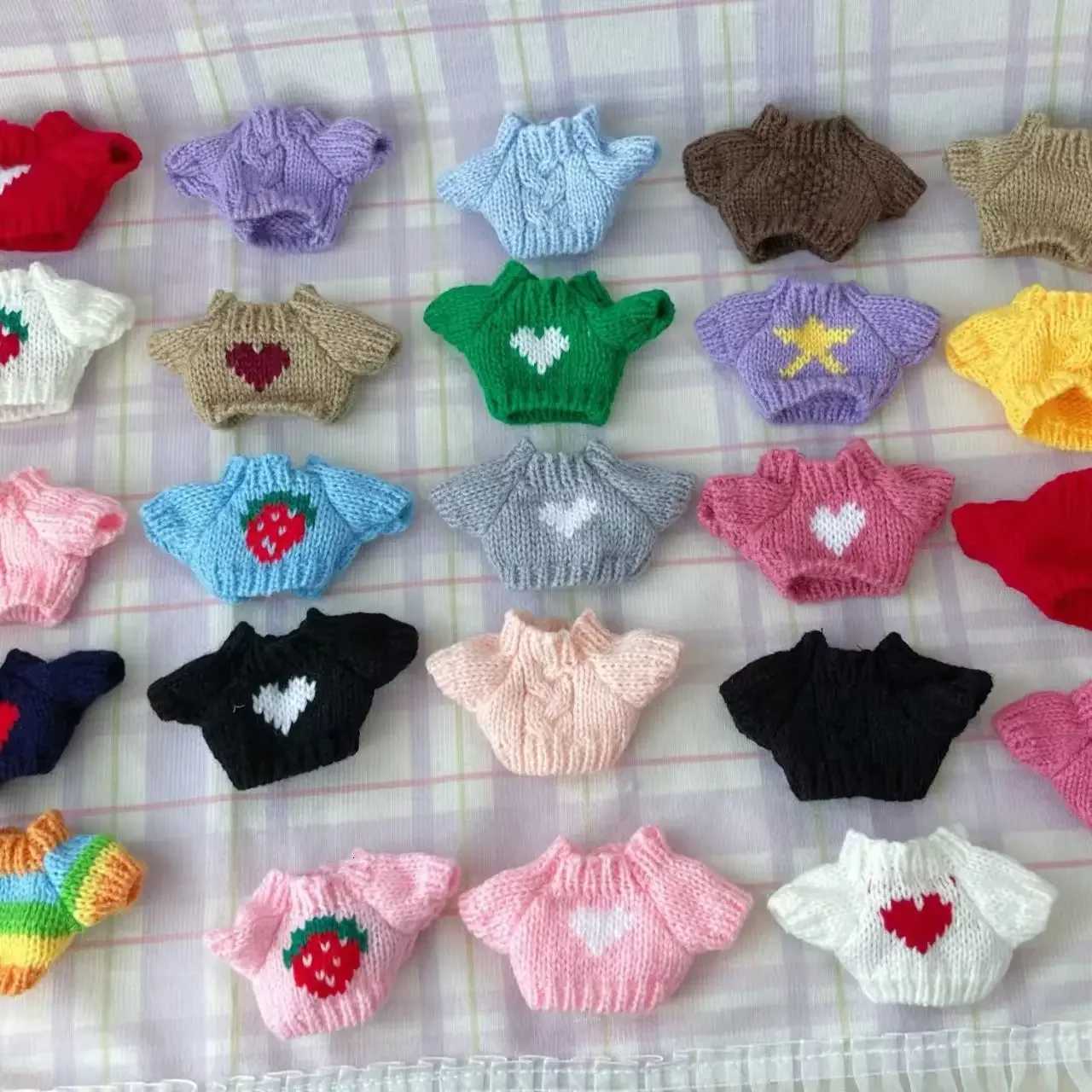 For 17cm Labubu Doll Clothes Sweaters Knitted Coat Winter Doll Clothes Color Match Fashion Dolls Accessories Cute DecorationT251018