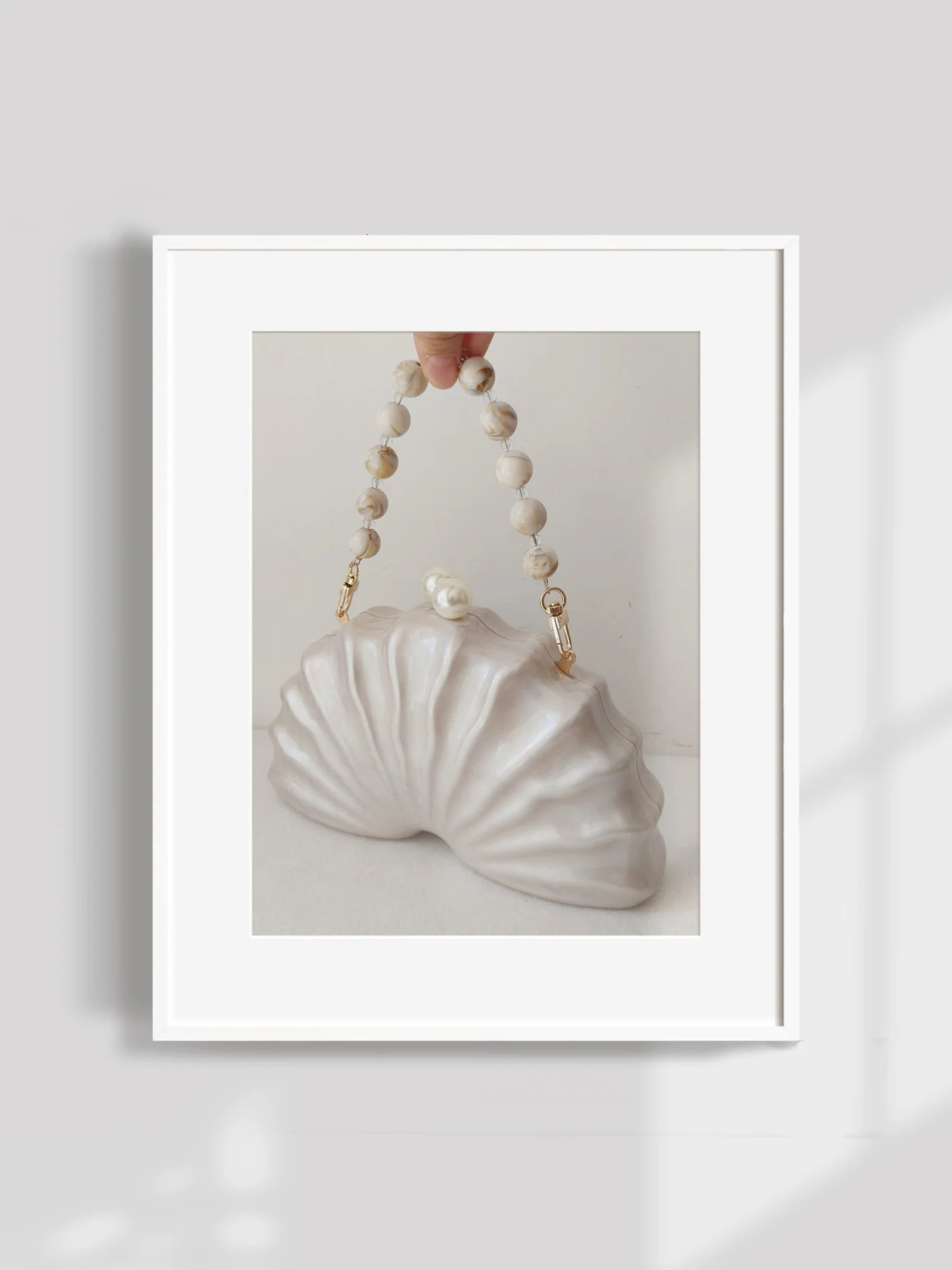 Original Shell Half Room Acrylic Beaded Bag Box Clutches Party Evening Purse Women Shoulder Travel Beach Mini Summer Handbags 251014