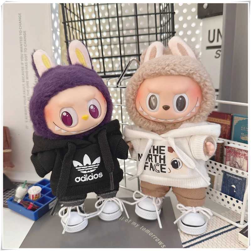 Labubu V1 V2 Dolls Trendy Clothes DIY Accessories Toy Gift for 1517cm Labubu Doll Clothing Fashion Hoodie and Pants Shoes SetT251018