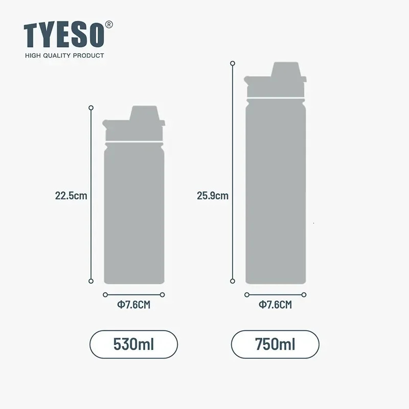 Tyeso 530750ML Thermos Stainless Steel Flask Travel Bottle Insulated Cold Water Sport Thermal Mug Vacuum Cup 251017 W260226