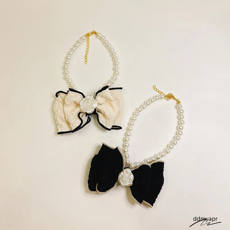 Pet Dog Necklaces With Bowknot Pearl For Kitty & Puppy - ddmyApr High-Grade Cat Necklace Jewelry