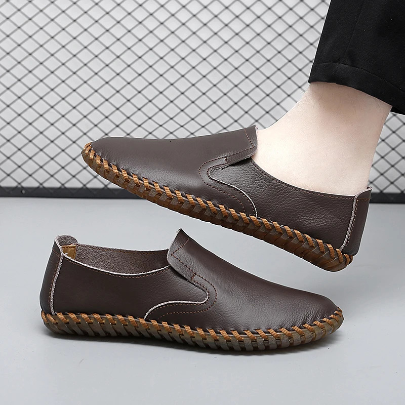 Casual Leather Shoes For Men British Style Mens Good Quality Casual Leather Business Shoes Slip On Loafers Large Size 47 251013