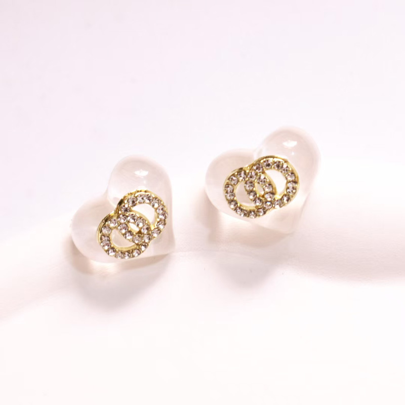 Crystal Heart Earrings Designer Ear Stud Stamp Letter Studs Multicolored Earring Womens Elegance Wedding Party Jewelry Fashion Accessories