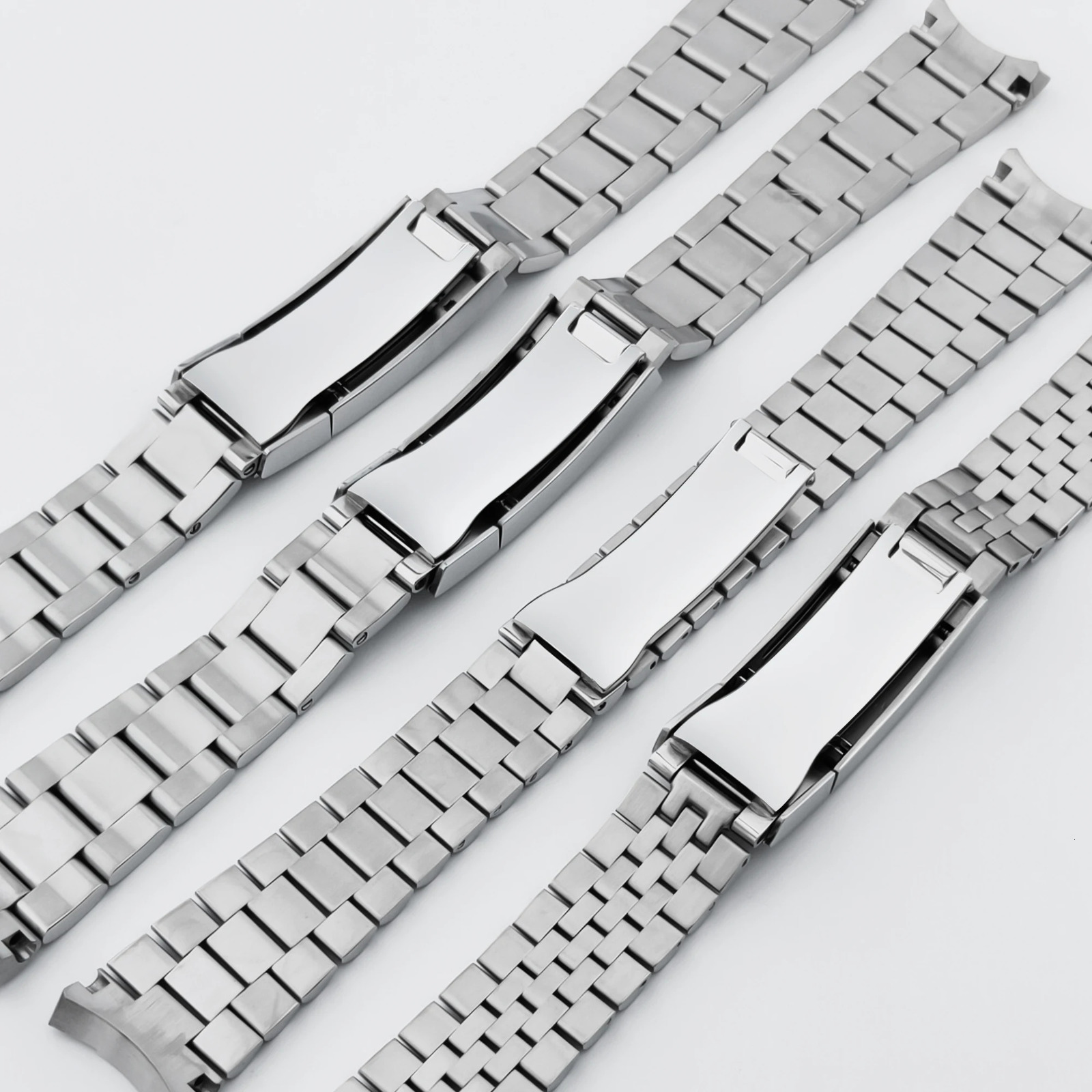 Neiton 20MM Silver Presidential Solid Bracelet 904L Stainless Steel Glide Lock Clasp Wristband for Sub Log NH34 NH35 Watch Case 251027