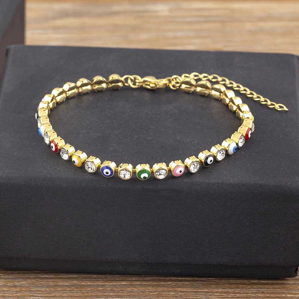 Nidin Lucky Evil Eye Shiny Charm CZ Tennis Bracelet for Women Crystal Zircon Jewelry Adjustable Chain Bangle GiftL251018 H260129