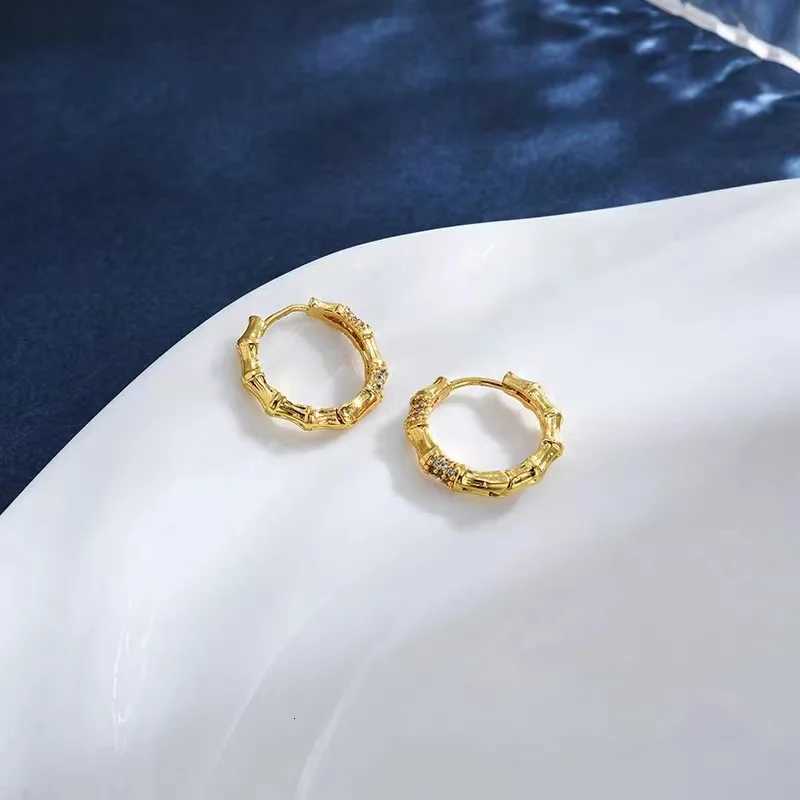 Luxury 24K 9999 Pure Gold real gold Bamboo Earrings Wens Simple Elegant Design Ear Buckle X251018