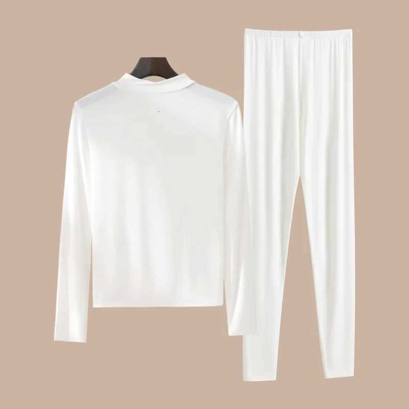 Womens Thermal Underwear Autumn Longsleeved Tops Bottoms Plus Size Half High Collar Slim Fit Warm Underwear Womens Pajama Set T251018