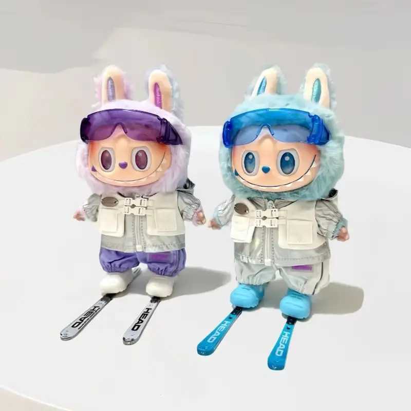 1517cm Vinyl Pendant Doll Clothes Accessory For Labubu Fashionable Zipper Hoodie Ski Suit With Skis And Goggles Ski 4pcs OutfitT251018