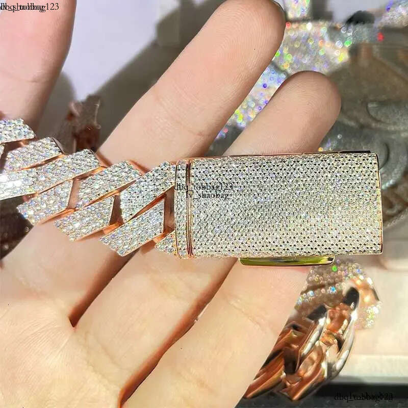 Customization Hip hop k Necklace White Gold Plated Iced Out Moissanite Dia Cuban Chain