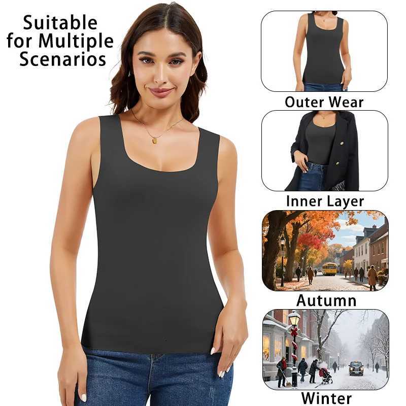 Miss Moly Women Solid Thermal Top Sleeveless Underwear DoubleLayer Thickened Wide Strap Vest Soft Keep Warm Outer Wear Shirt T251018